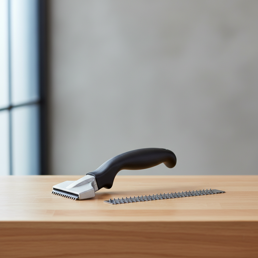 Surform rasp tool with removable blade on a workbench