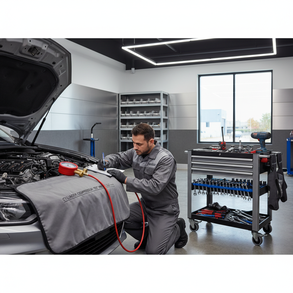Recording cylinder compression readings in a chart for diagnosis
