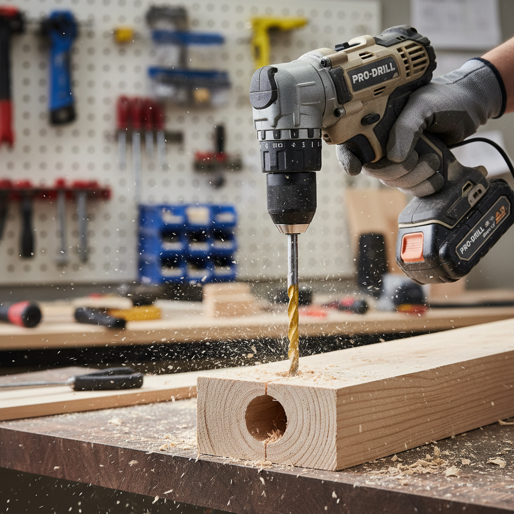 Close-up of spade bit drilling into a stud showing clean entry and chip clearing
