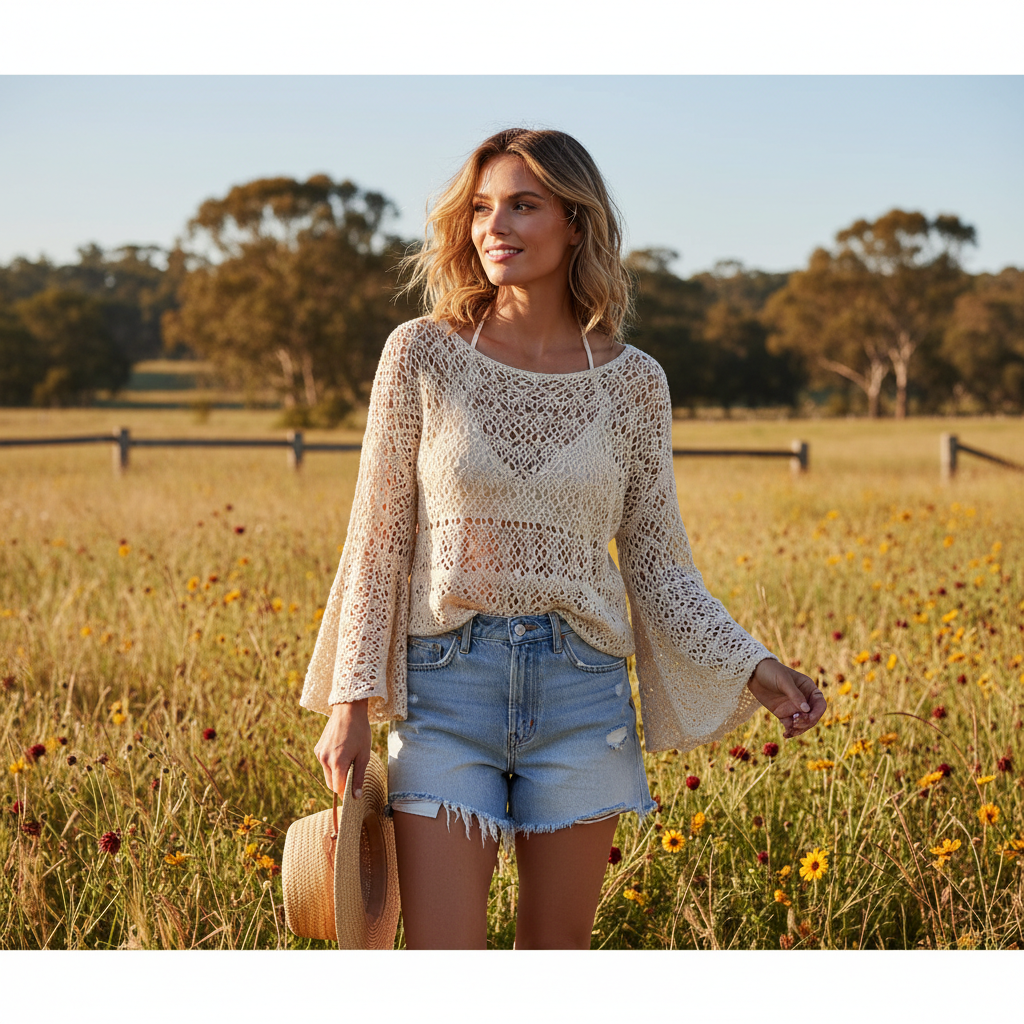 Women Summer Boho Crochet Top