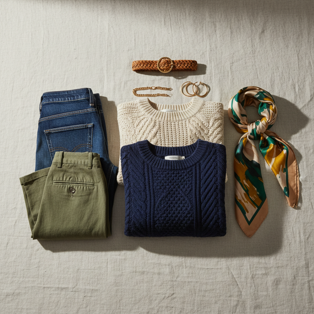 Plus size capsule wardrobe color palette and fabric textures