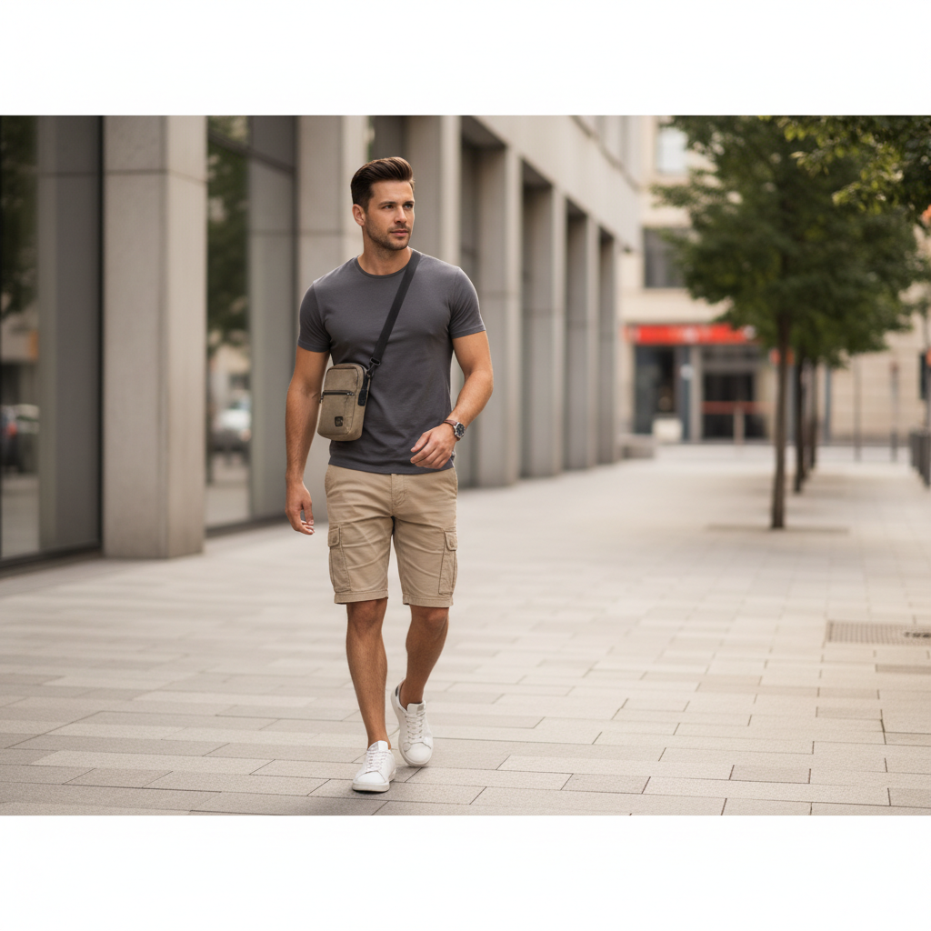 Styling cargo shorts with a clean casual outfit for men