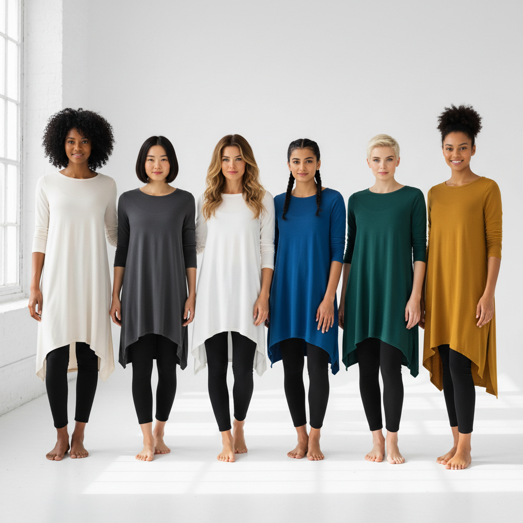 Leggings-friendly tunic tops styled for everyday outfits