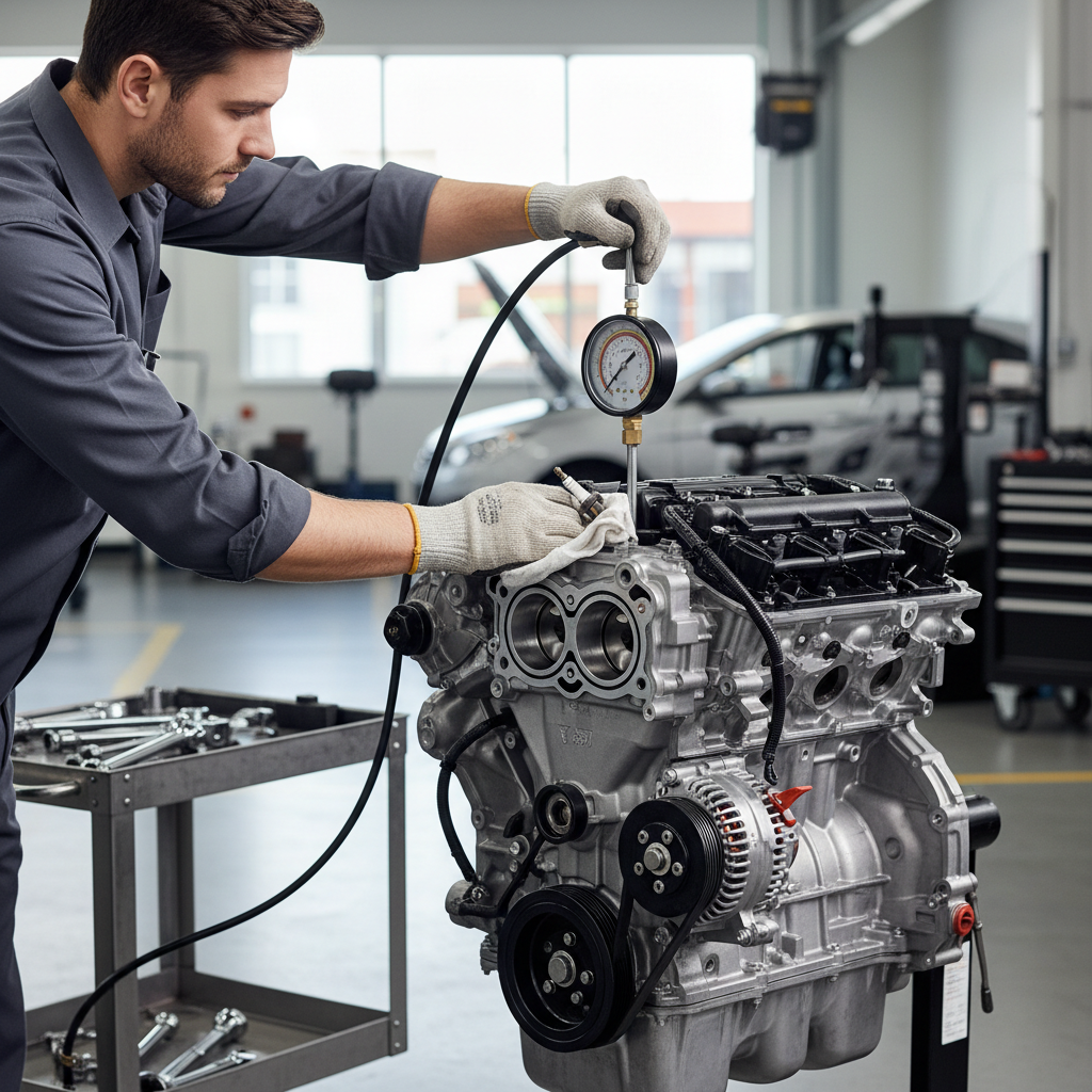 Using a compression tester on a gasoline engine spark plug hole