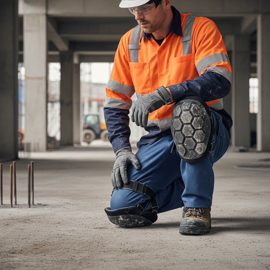 Heavy duty foam knee pads used on a construction jobsite