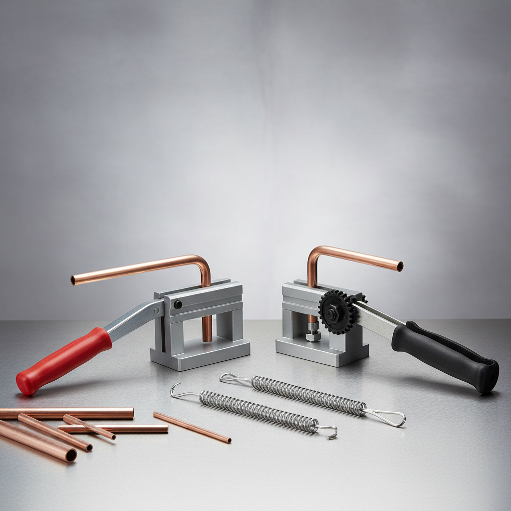 Different tube bender tool refrigeration options: lever bender, spring bender, ratcheting bender