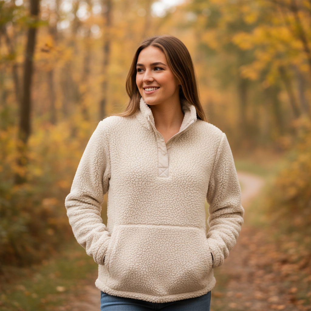 Women Cozy Warm Fleece Pullover