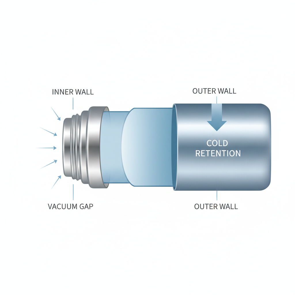 Double-wall vacuum insulated bottle cross-section concept for travel