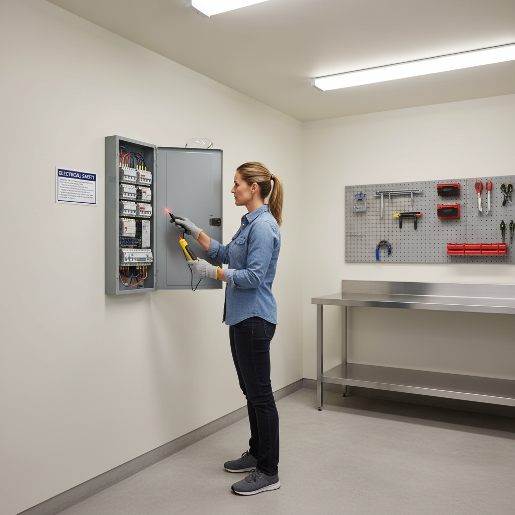 Checking a home breaker panel before testing an outlet with a tester pen