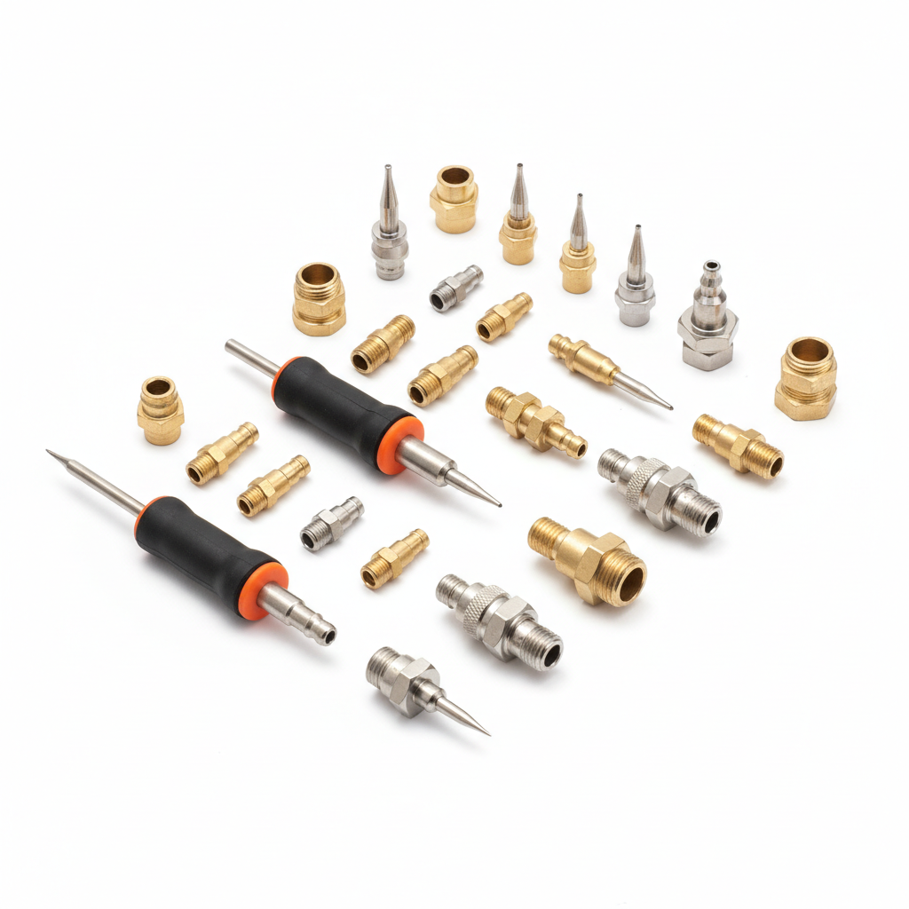 Assortment of grease injector needle tips and fittings for precision lubrication