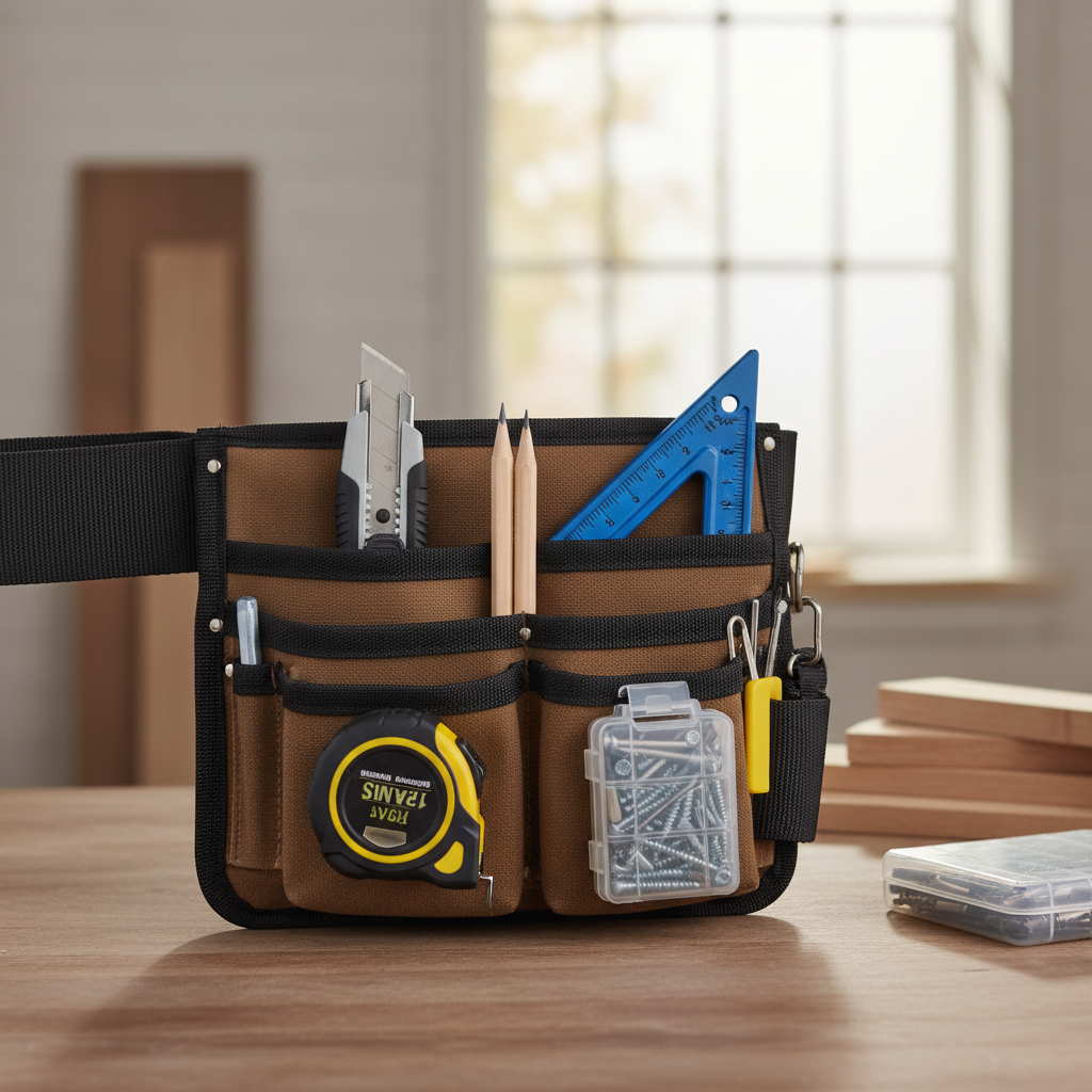 Organized pocket layout inside an adjustable tool belt pouch