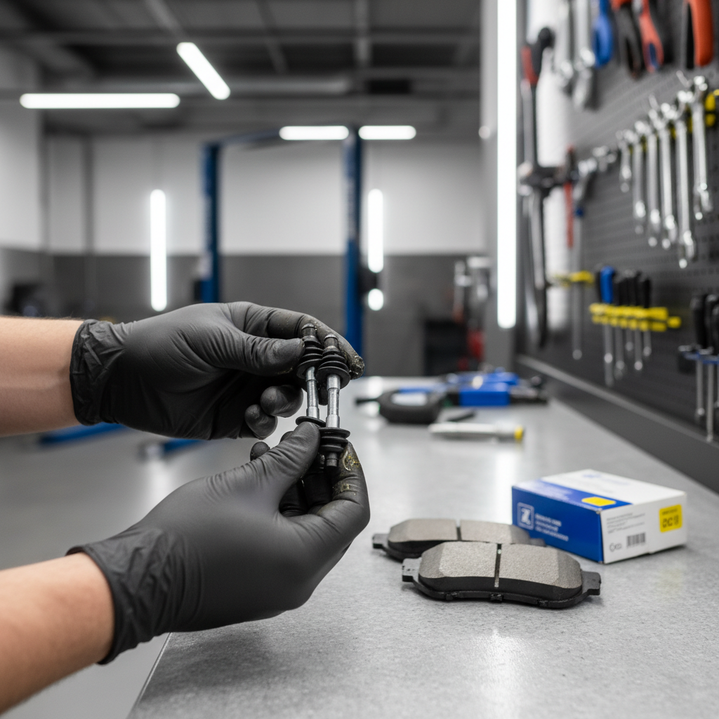 Checking brake caliper slide pins and dust boots during a brake job