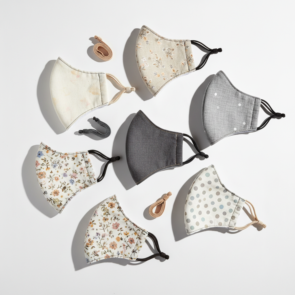 Stylish reusable cloth face masks for women in neutral and patterned fabrics
