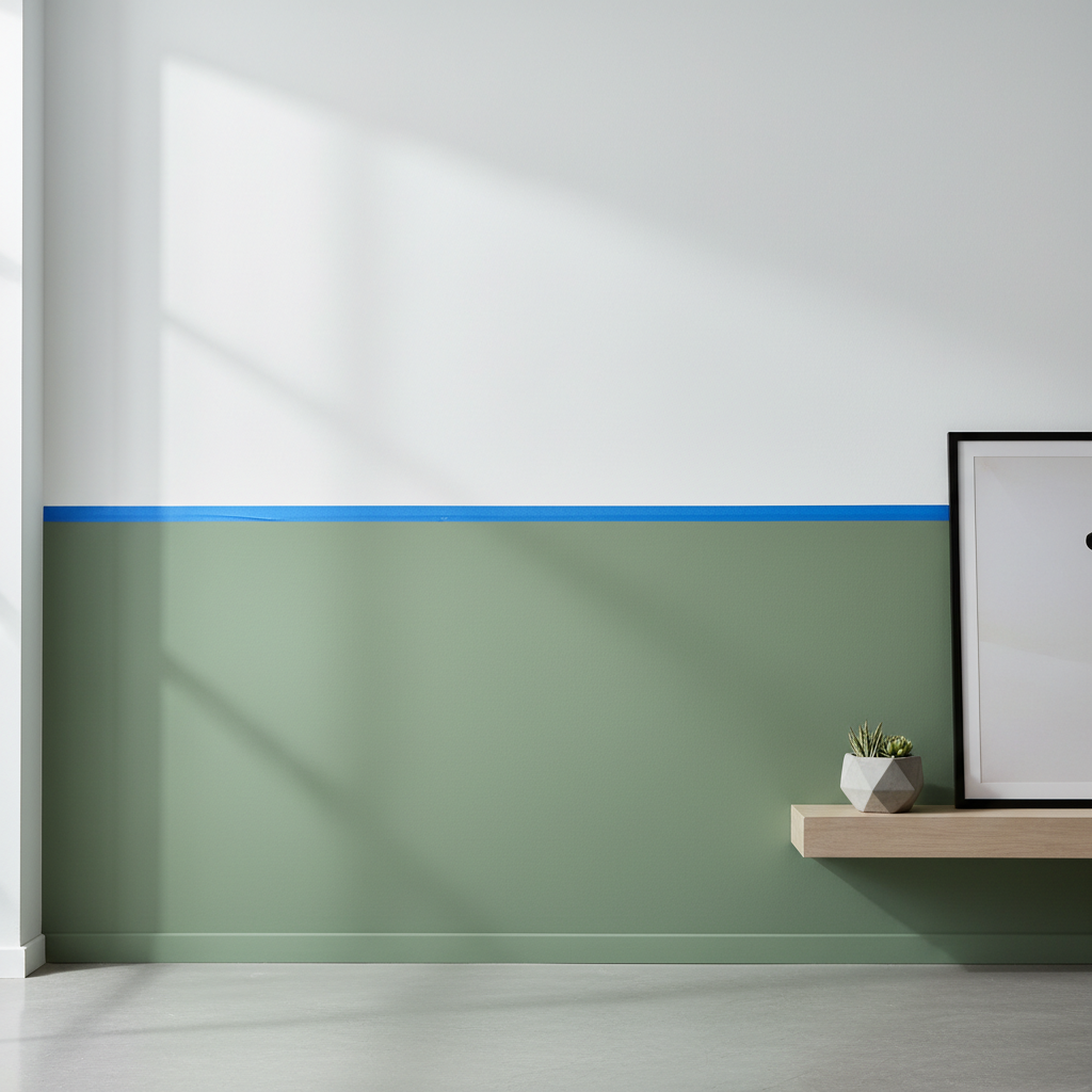Clean two-tone wall with crisp paint line created using painter’s tape