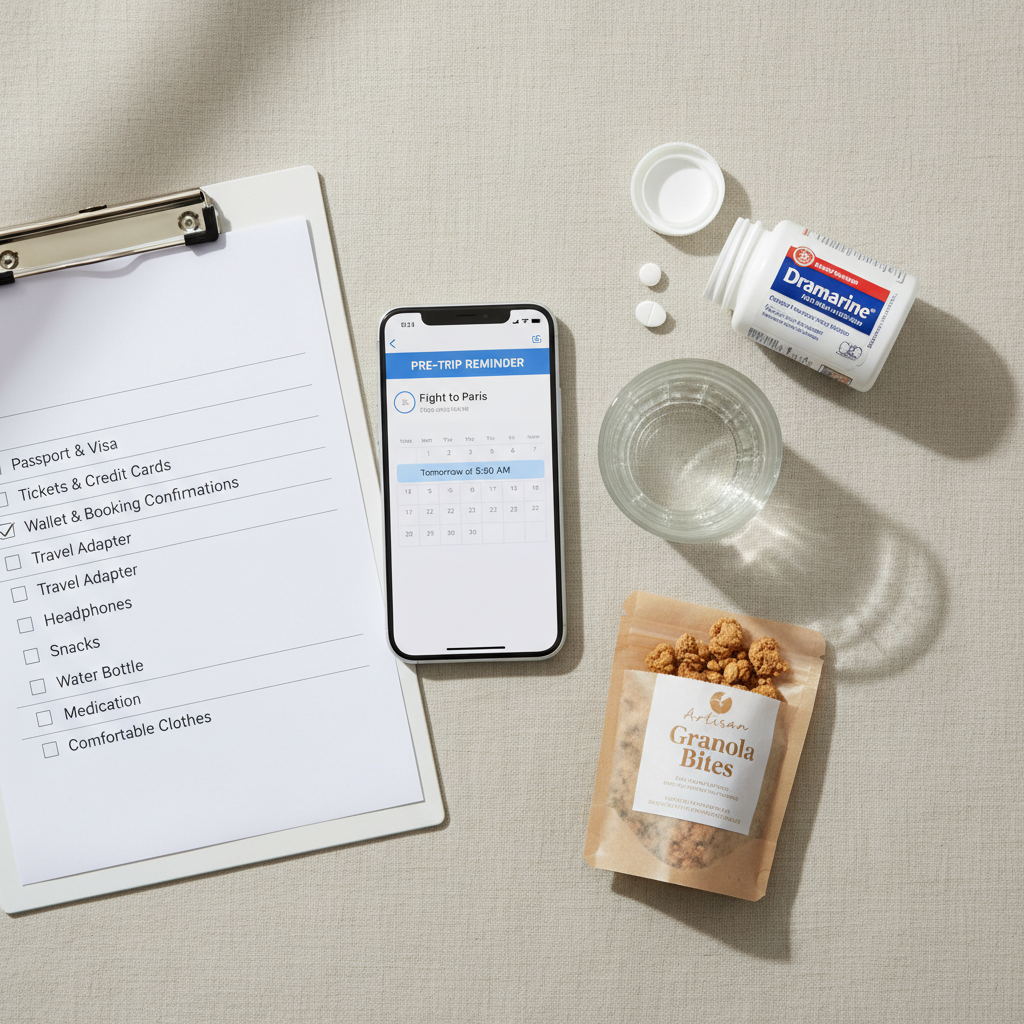 Simple motion sickness medication timing plan for travel day