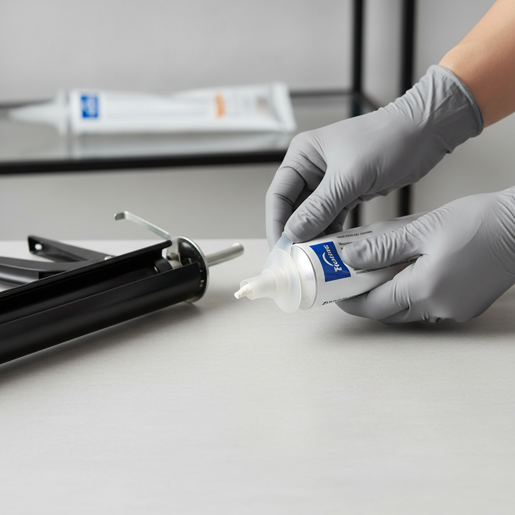 Hands installing a silicone nozzle cap on a caulk tube and storing it properly