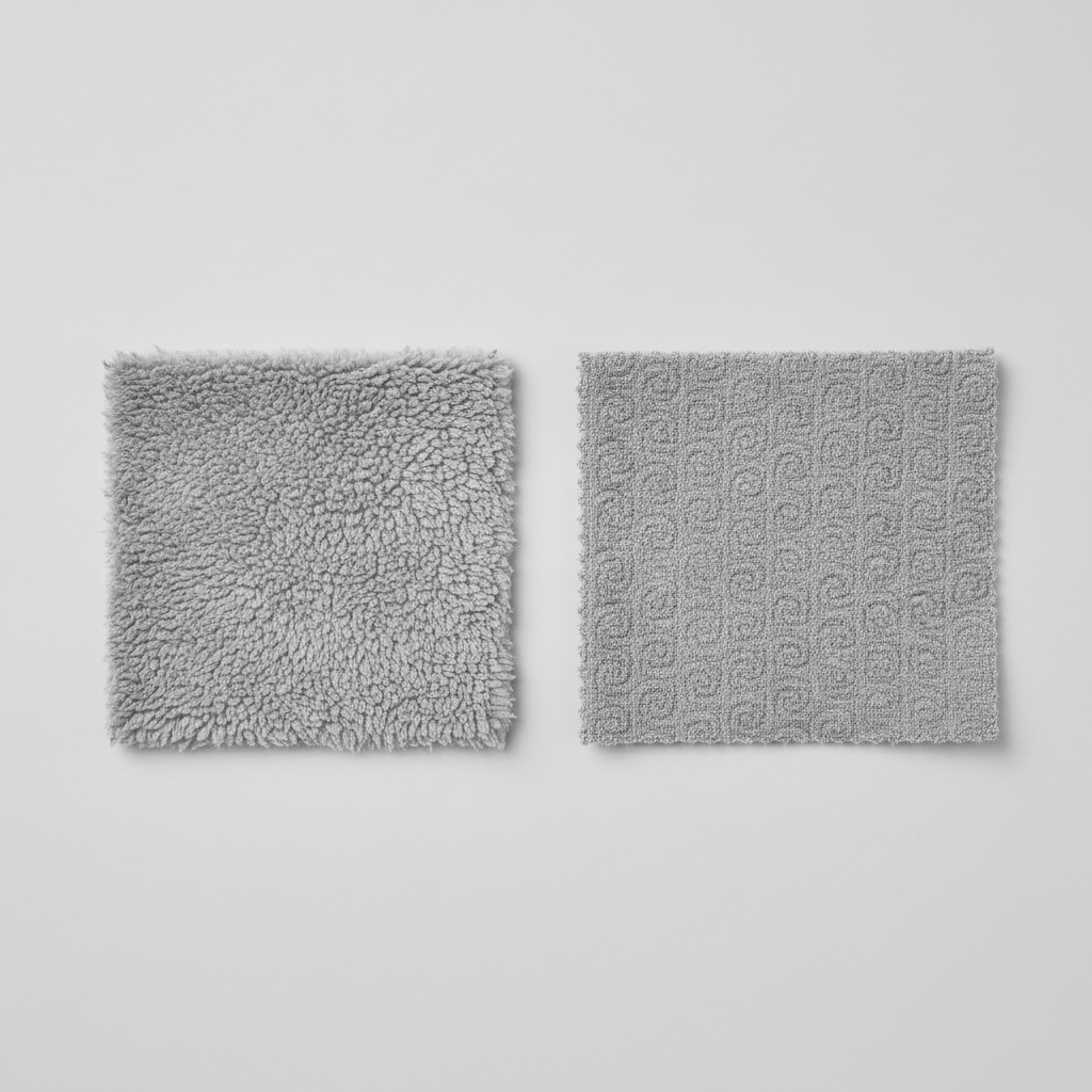 Fabric texture close-up of fleece vs French terry hoodie materials