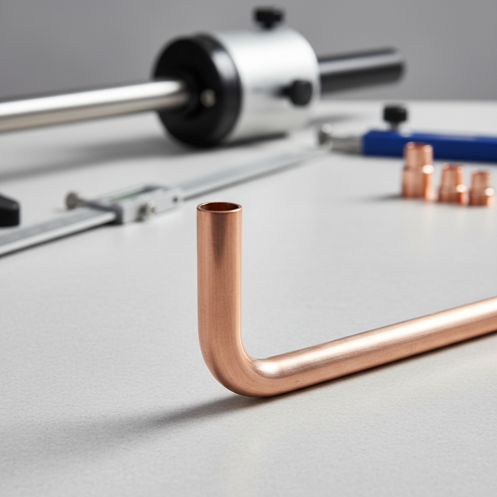 Close-up of a smooth 90-degree copper bend on refrigeration tubing with proper radius