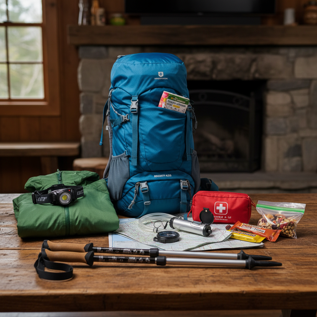 Well-organized hiking pack essentials for an advanced trail day