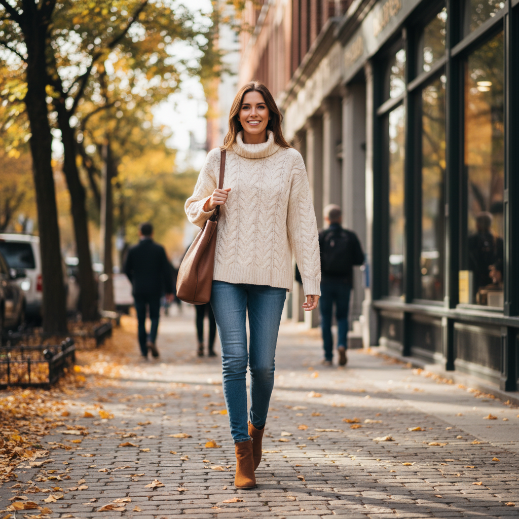 Women Cozy Cable Knit Sweater