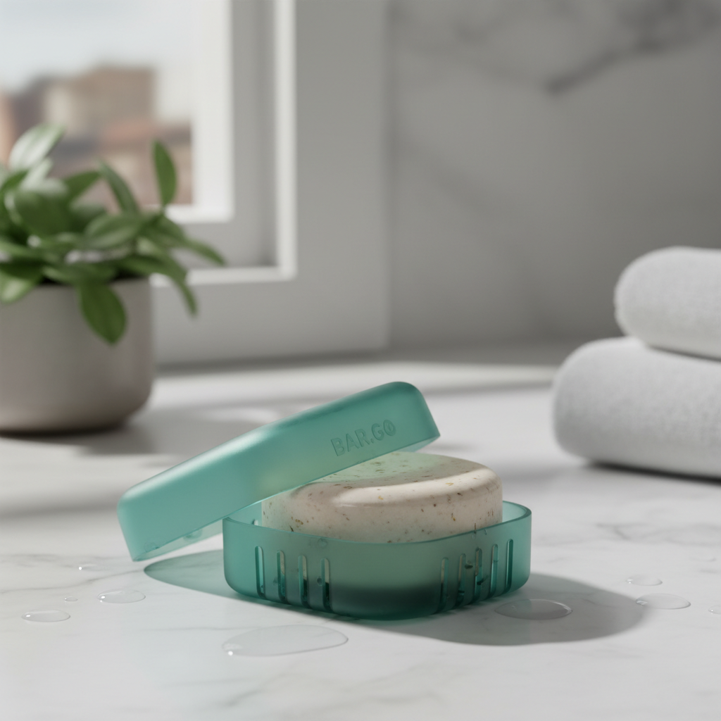 Vented travel case for solid conditioner bar drying between uses