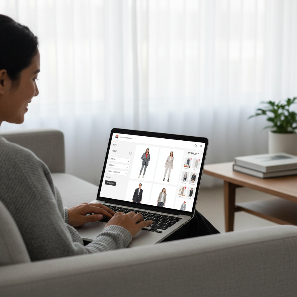 Online shopping for affordable fashion finds with filters and wishlist