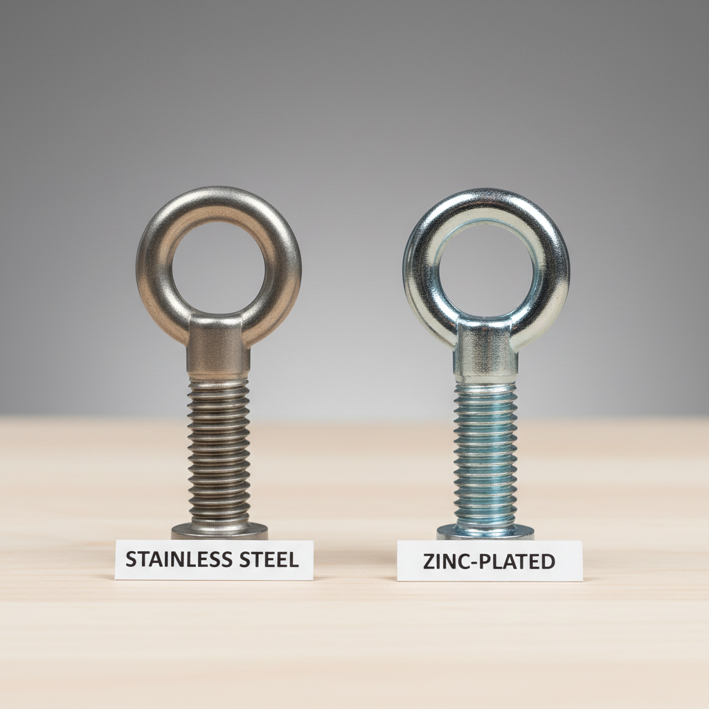Comparing stainless steel and zinc-plated lag eye bolt finishes