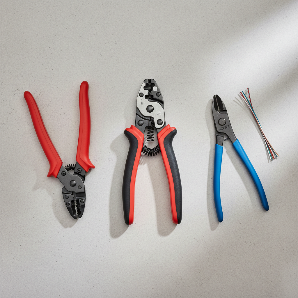 Different styles of wire stripper tools: manual, self-adjusting, and precision strippers