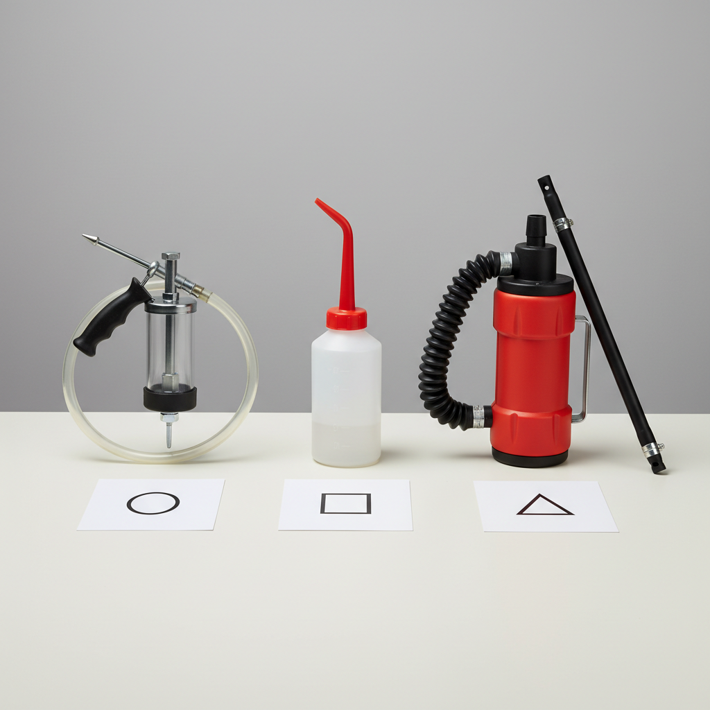 Comparison of oil syringe, squeeze bottle, and transfer pump for shop fluid handling