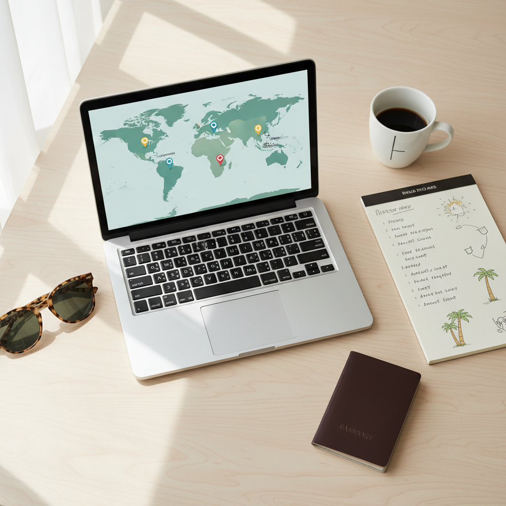 Summer travel planning map with beach and city options for 2026
