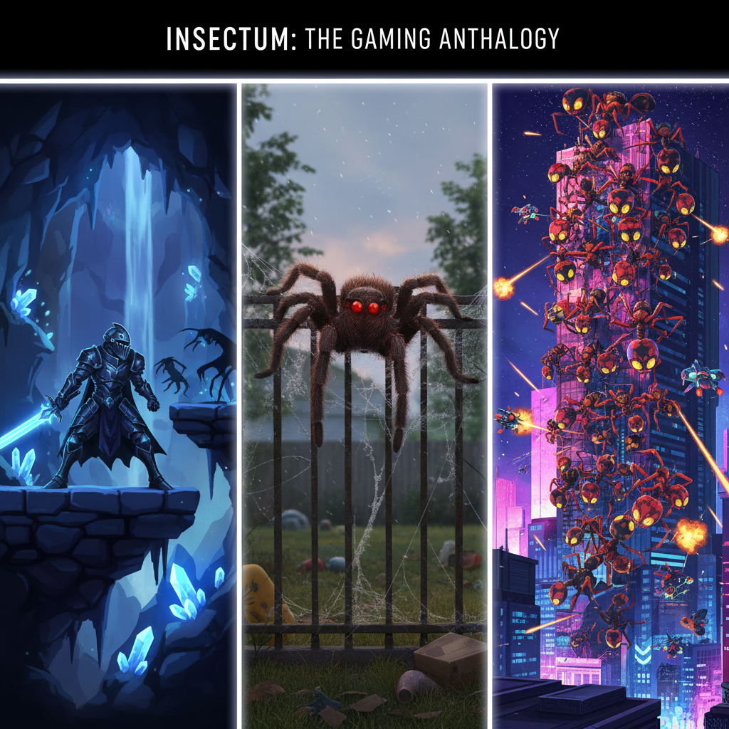 Comparison view of different insect enemy designs across game genres