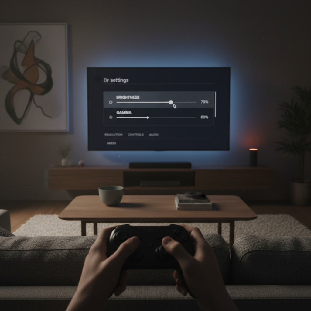 Game settings menu adjusting brightness for dark zone visibility
