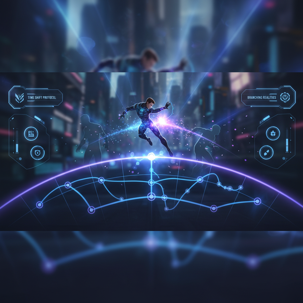 Time manipulation gameplay concept with rewind and split timelines