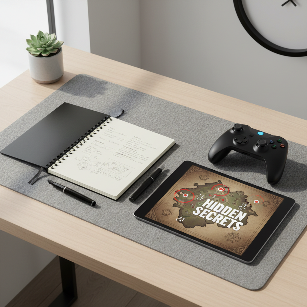 Notebook and game map planning for finding hidden secrets in exploration games
