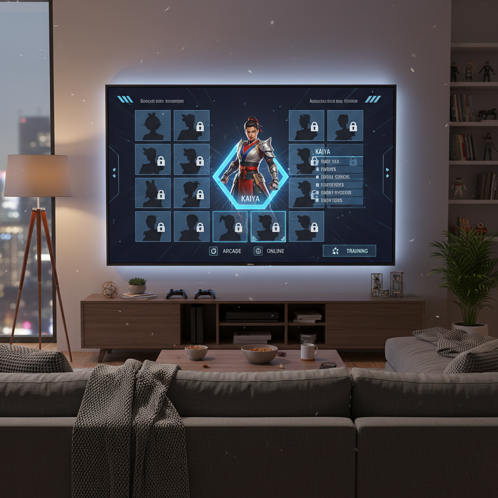 Fighting game character select screen with locked slots highlighted