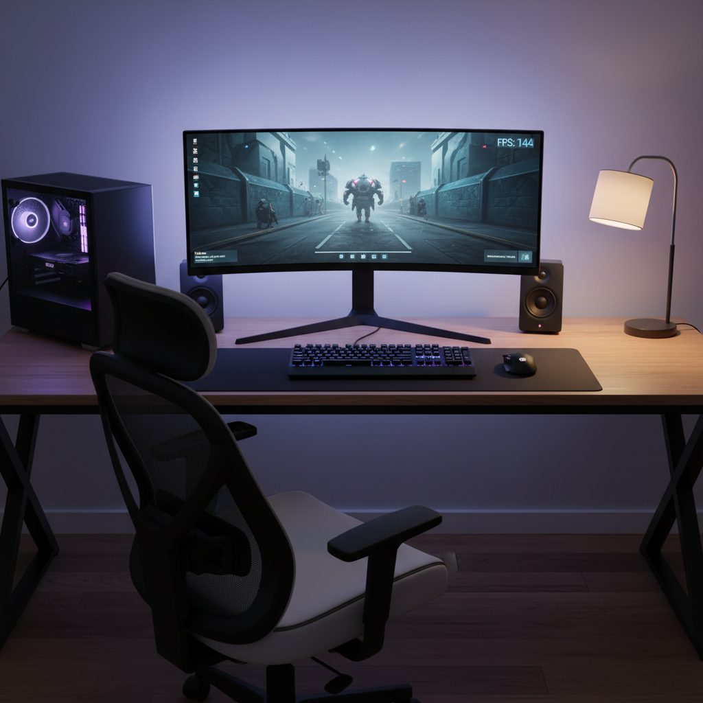 PC gaming FPS counter overlay on a modern gaming setup