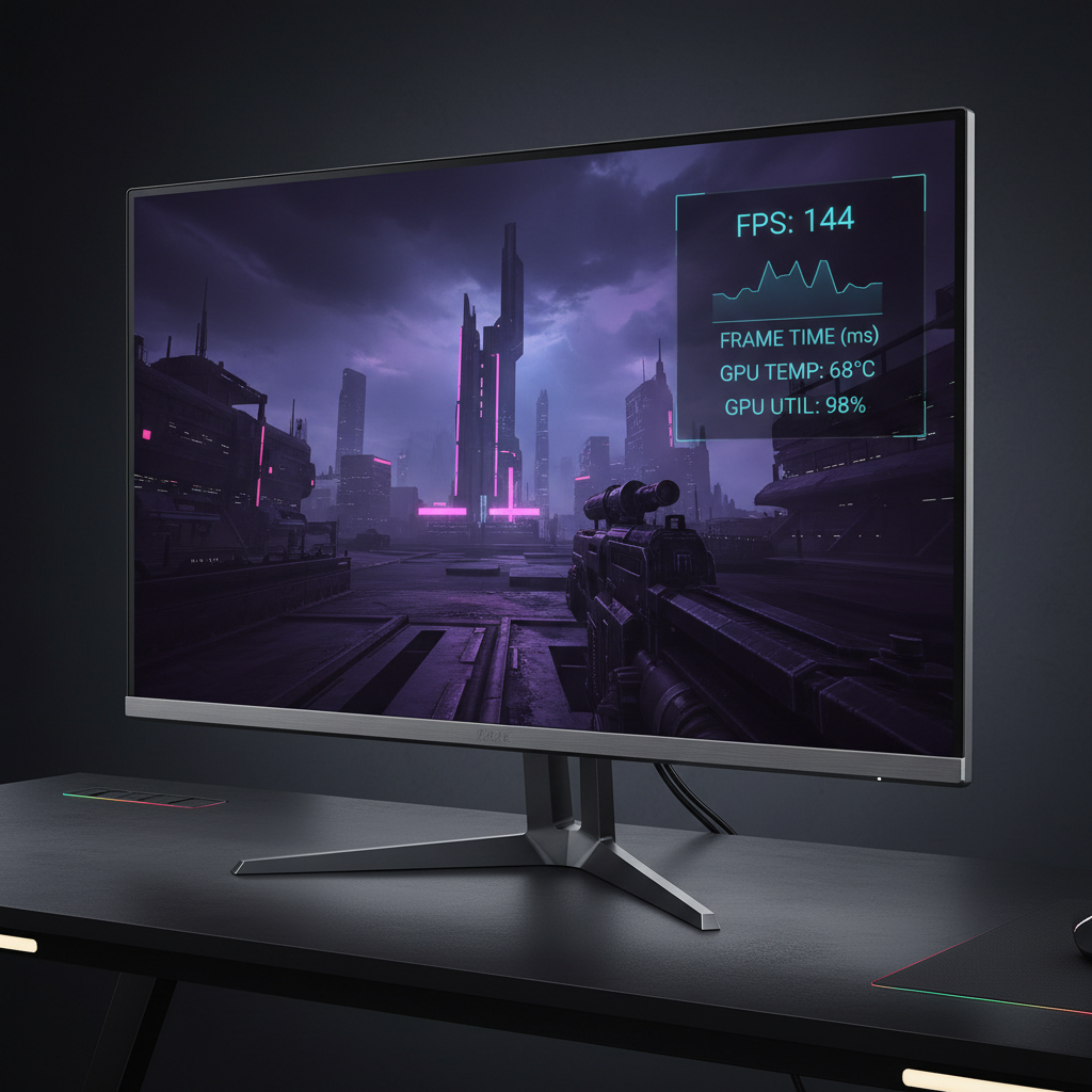 GPU performance overlay showing FPS and frame time while gaming