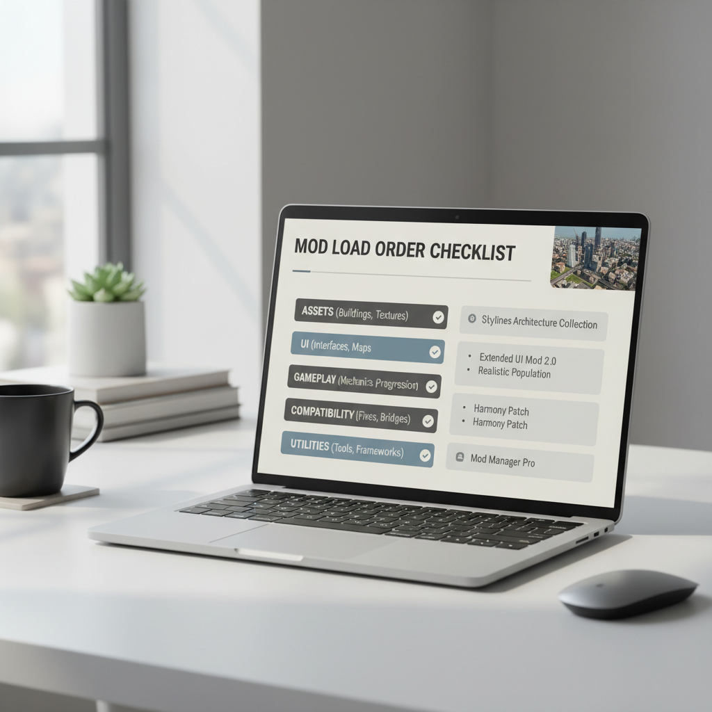 Mod load order checklist for city builder mods on PC