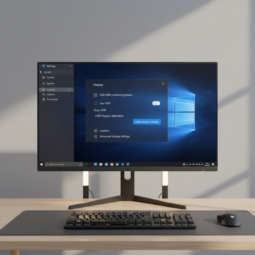 Windows HDR settings screen on a gaming PC with an HDR monitor