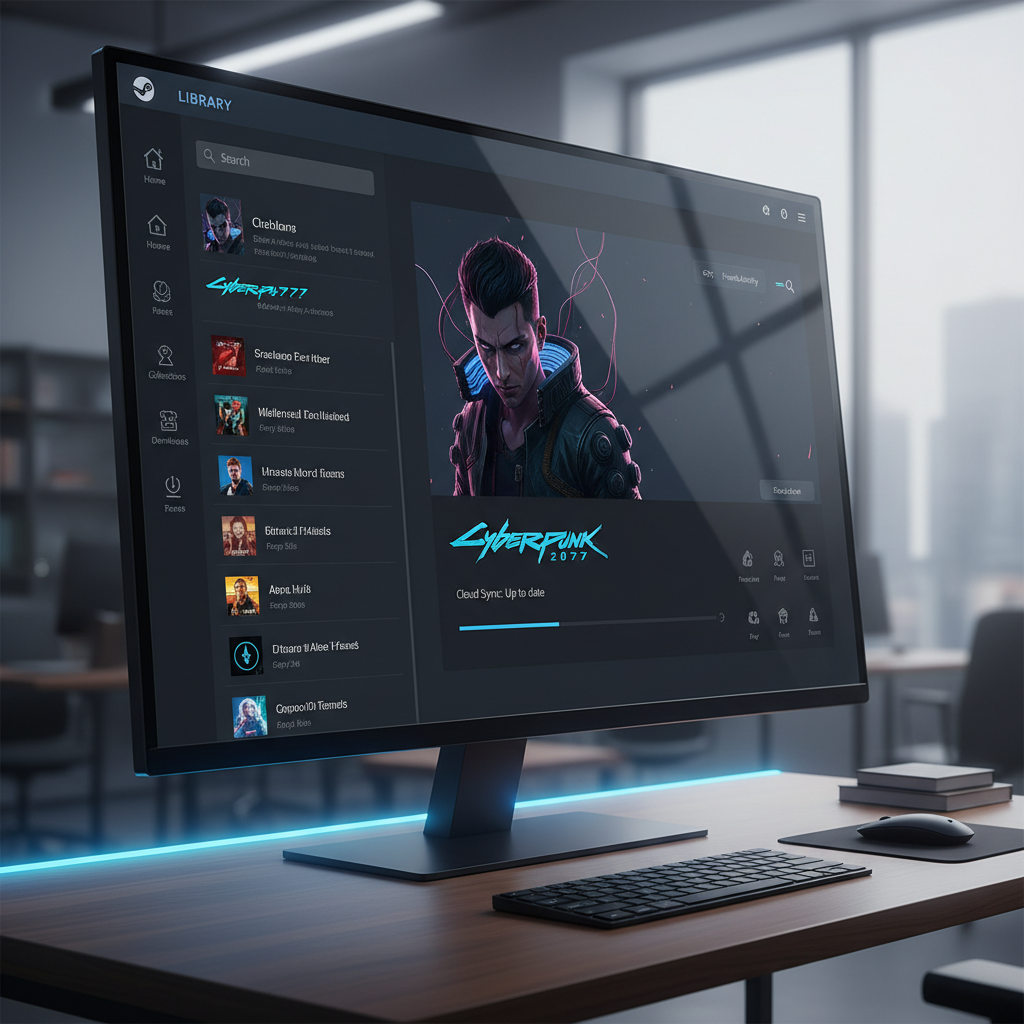 Steam Library showing cloud sync status for a game