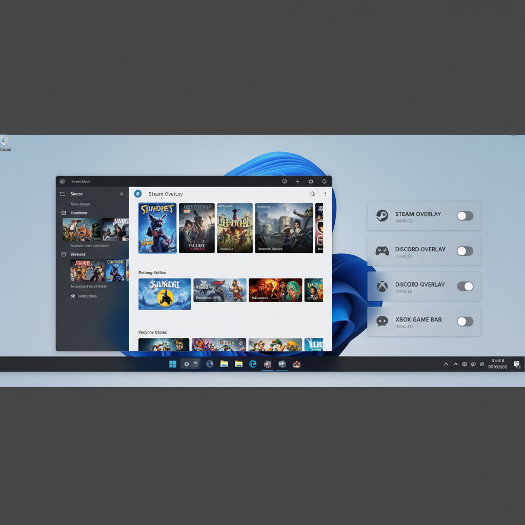 Windows gaming overlays like Steam and Discord being toggled off to fix menu mouse input