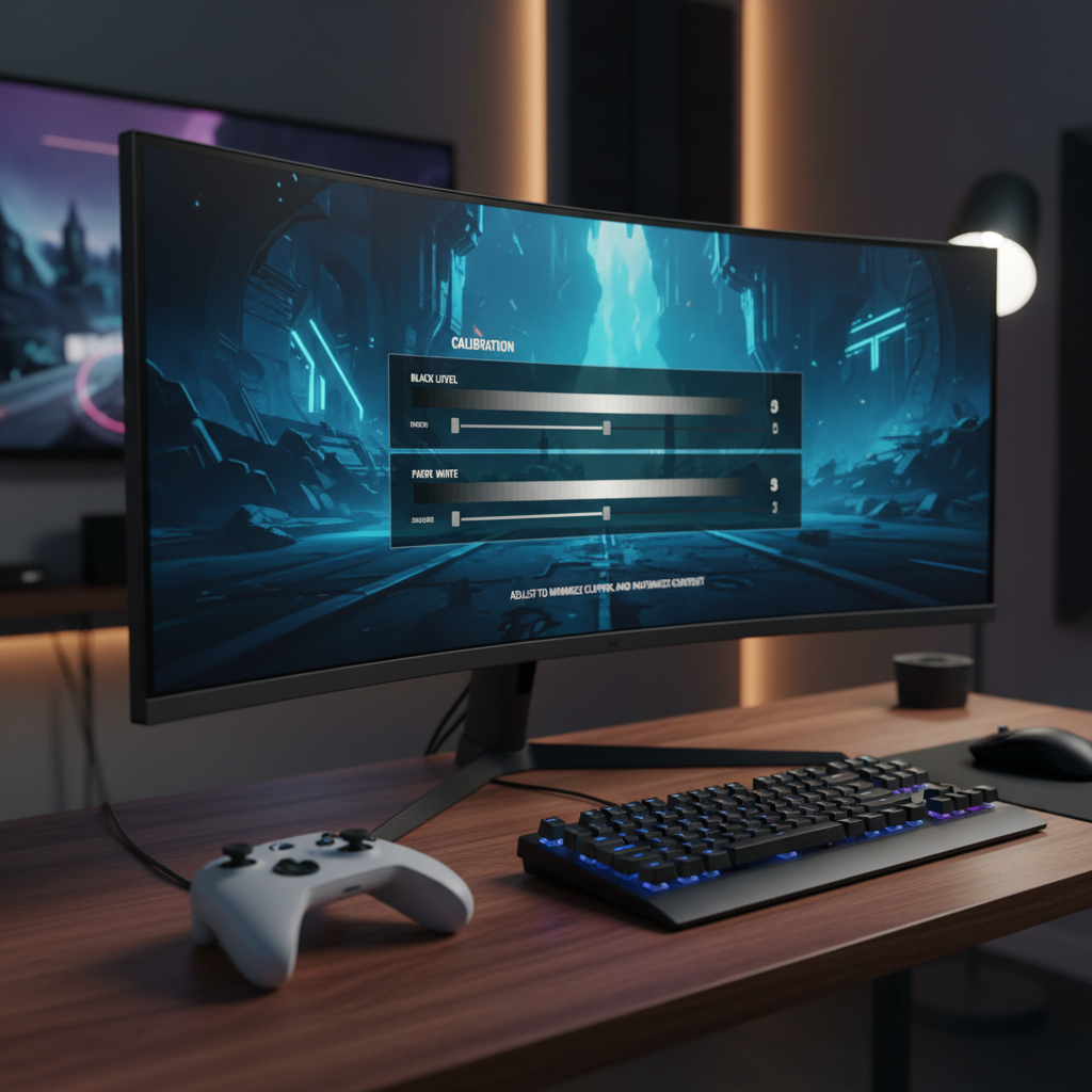 HDR calibration sliders for peak brightness and black level in a PC game