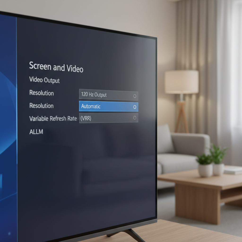 PS5 video output settings showing 120 Hz output set to automatic