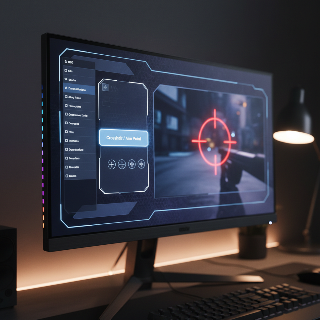 Monitor OSD menu showing built-in crosshair or aim point feature