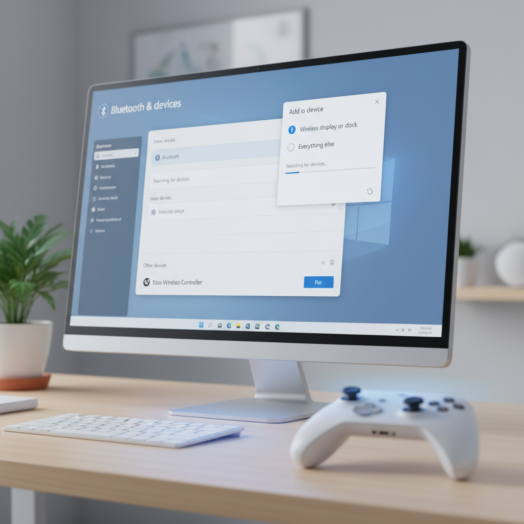 Windows Bluetooth devices screen pairing a game controller for Epic Games Launcher
