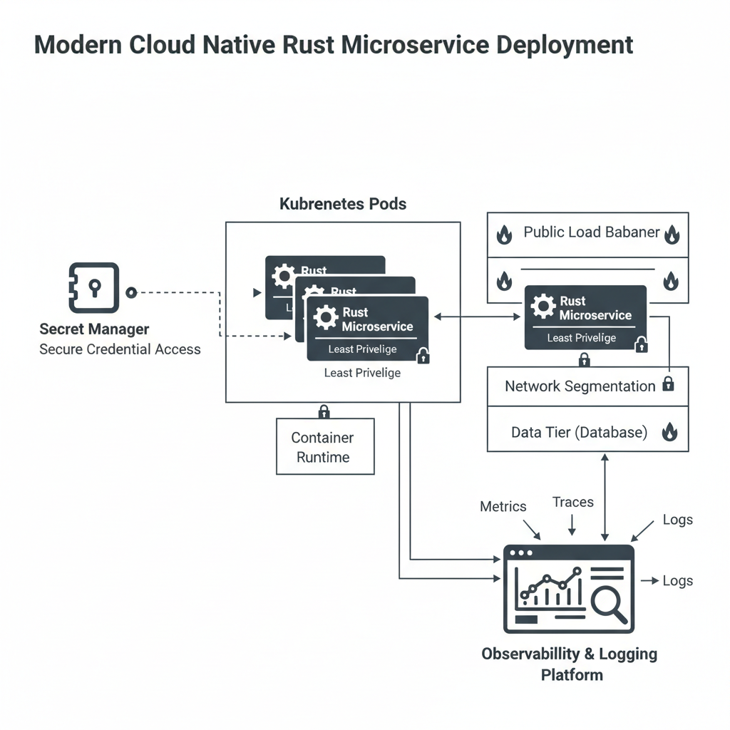 Hardened Rust microservice deployment with least privilege and secret manager
