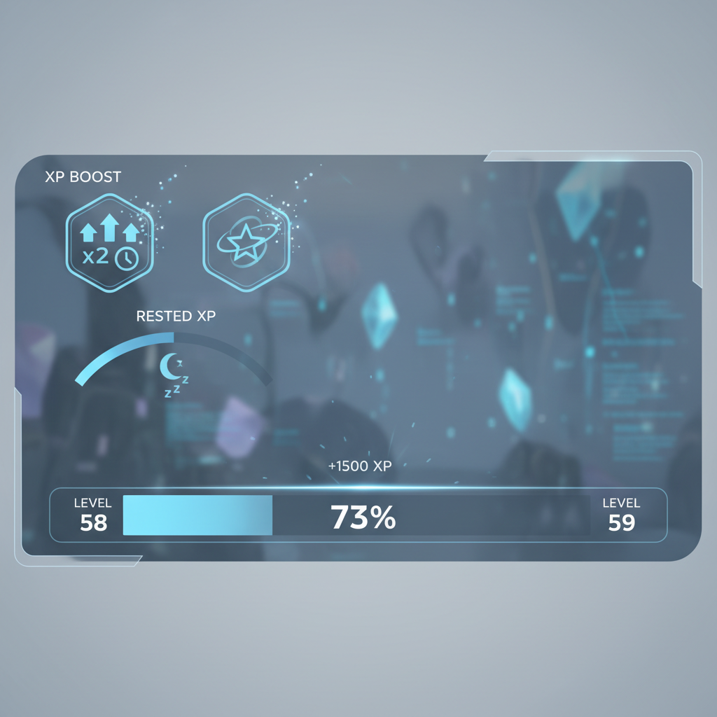 XP boosts and rested experience icons in an MMO interface