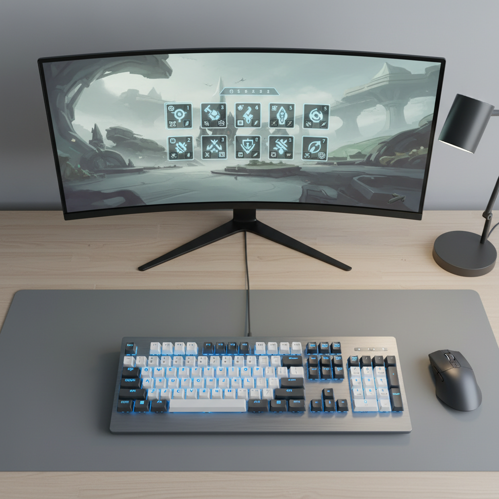 MMORPG keyboard shortcut layout example for skills and movement keys