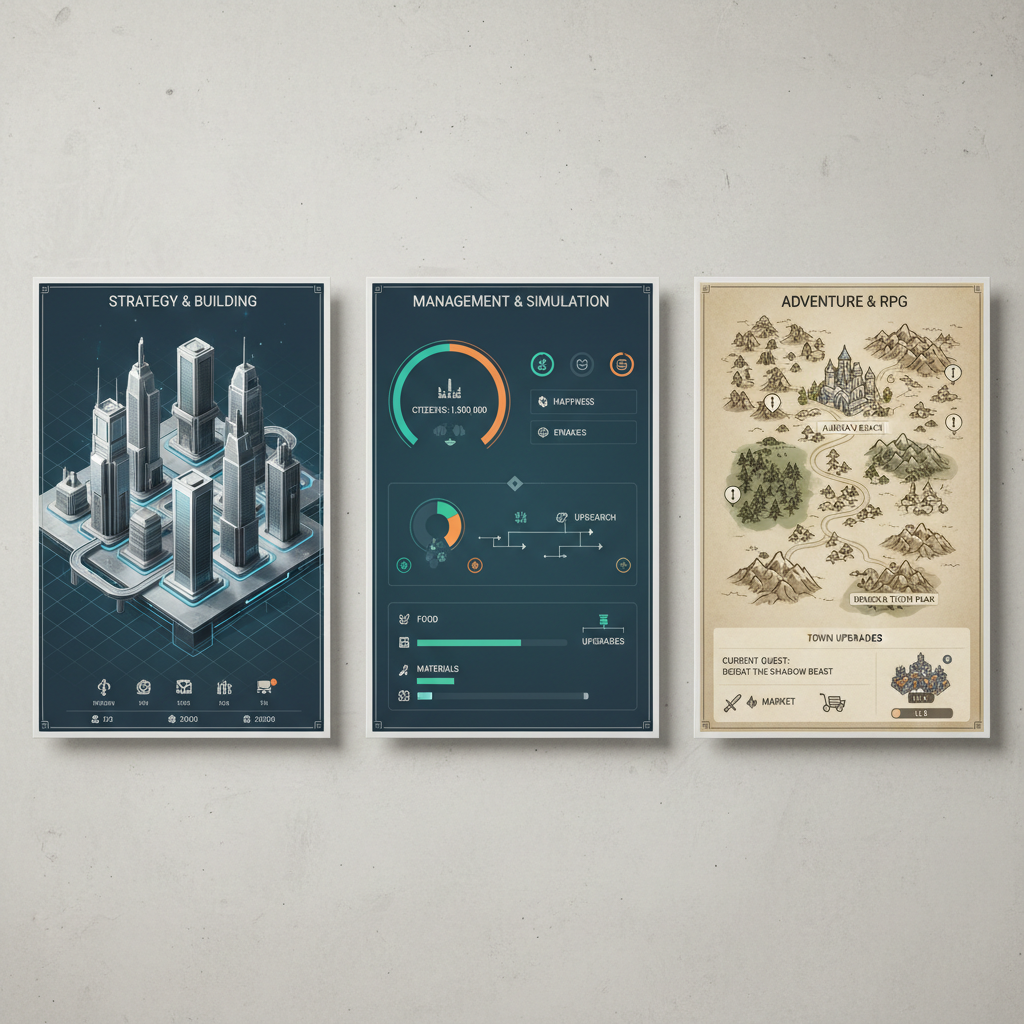 Comparison view of different magical kingdom building play styles