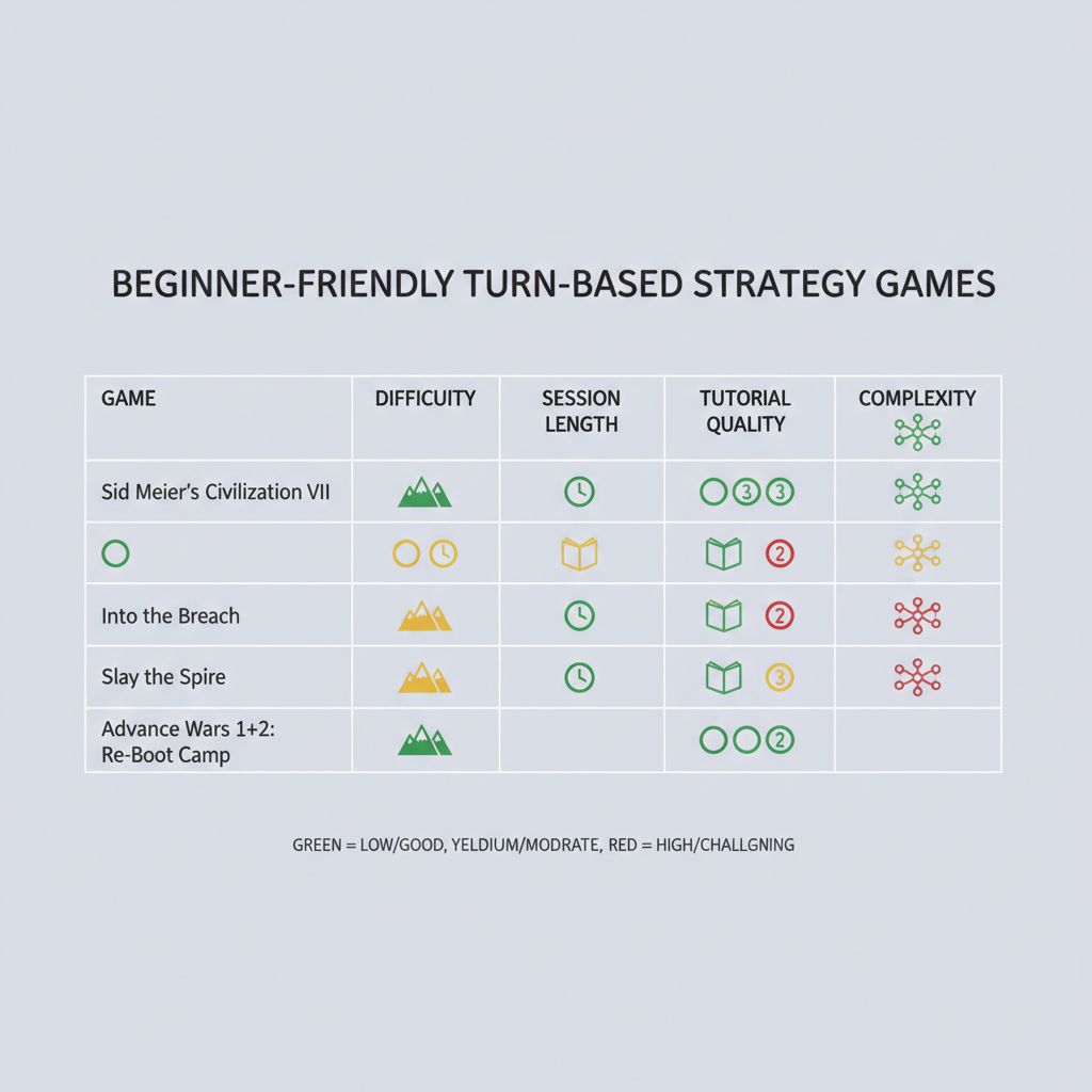 Comparison table for choosing turn based strategy games for beginners